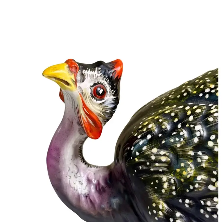 Large Ceramic New Guinea Hen Statue/Figurine Country Cottage Farmhouse Cottage Core Italy Rare READ
7-1/2” T x 10-1/2” L x 4-3/4” W
