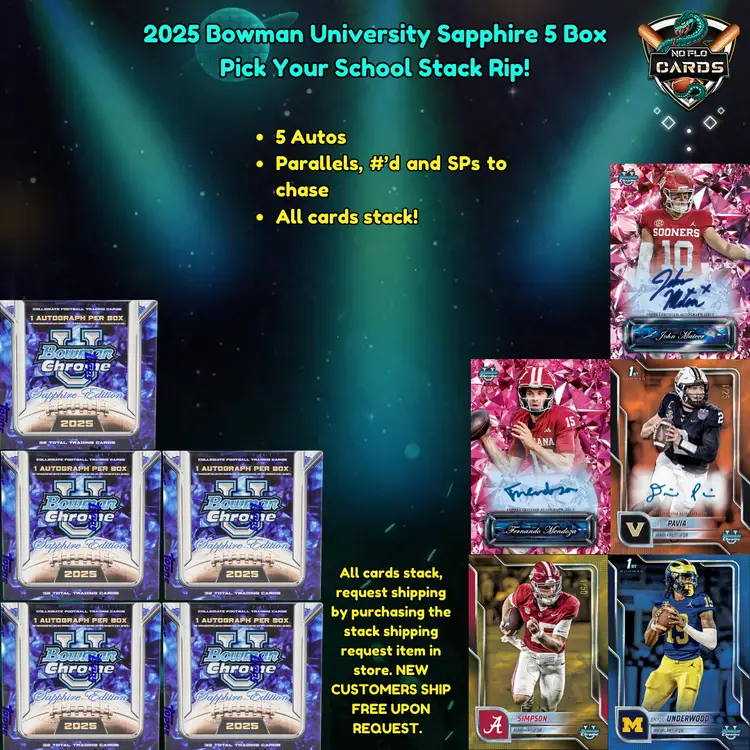 2025 Bowman University Sapphire 5 Box Pick Your School Stack Rip!