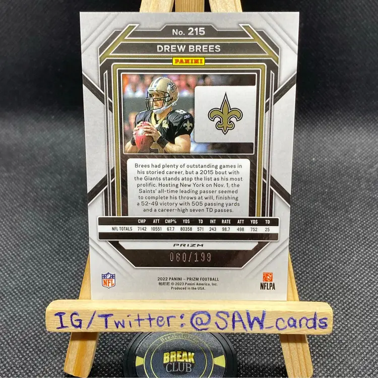 Drew Brees 2022 Prizm /199 New Orleans Saints