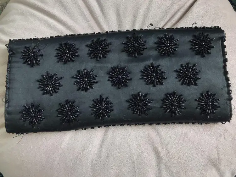 Vtg Black La Regale Seed Bead Sequin Clutch Bag Evening Hong Kong Glamour Chic