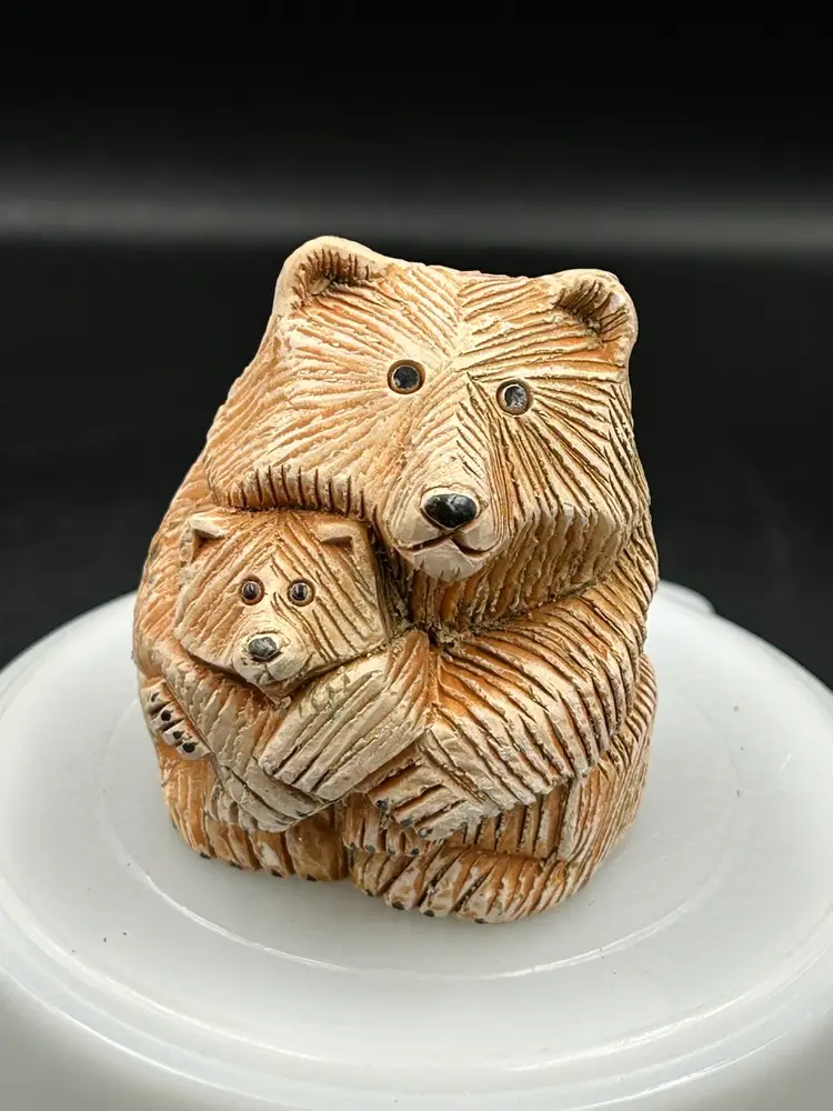 Artesania Rinconada Bear With Cub Figurine, Uruguay