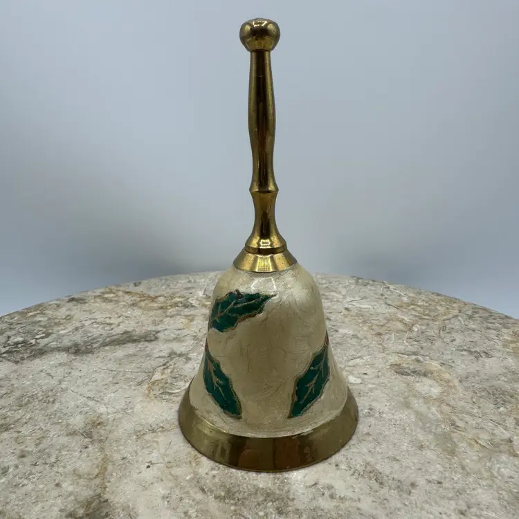 Vintage Brass & Enamel Bell With Original Mikasa Sticker
