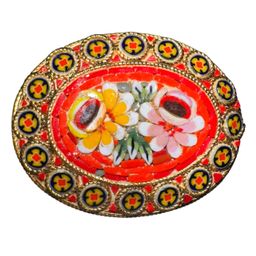 Vintage Italian micro mosaic oval floral brooch