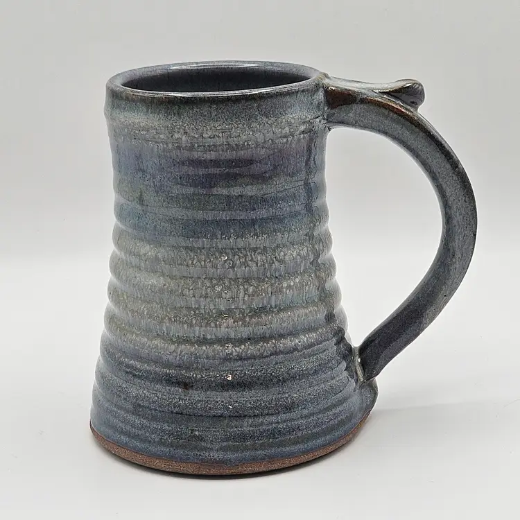 Art Pottery Blue Ceramic Mug Coffee Grog Large Cup Handmade Stoneware Signed
