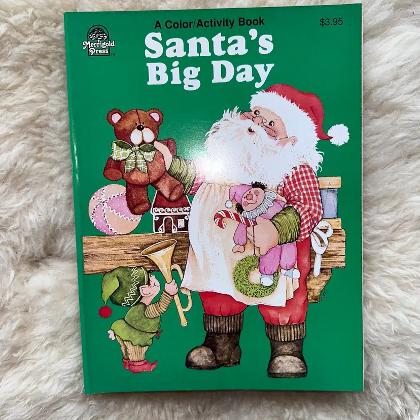 NOS 1980s Unused Merigold Press Santa's Workshop Color/Activity Book