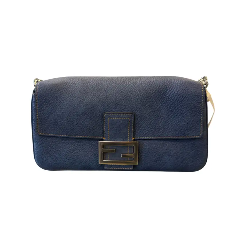 Fendi Denim Effect Leather Baguette