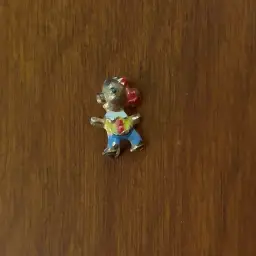 Vintage Kitsch Mini Animal Pin Gold Tone Enamel Mouse Bear