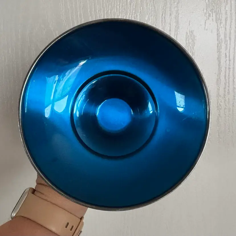 Vintage Oneida Silver Plated Aqua Blue Enamel Compote Pedestal Dish