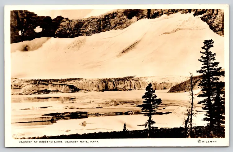 Postcard RPPC Glacier at Iceberg Lake Glacier National Park Montana Geology