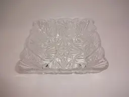Vintage Avitra Clear Glass Lead Crystal Square Footed Bowl Dish 8" Four Feet