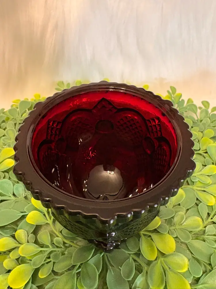Avon 1976 Cape Cod Collection Ruby Red Glass Sugar Bowl