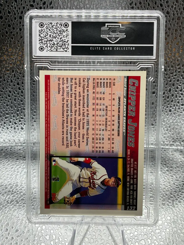 1998 Chipper Jones Topps Opening Day Baseball #132 Atlanta Braves Graded ECC 9