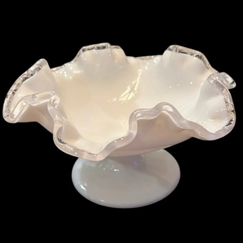 Fenton Silver Crest Ruffled Pedestal Candy Dish
