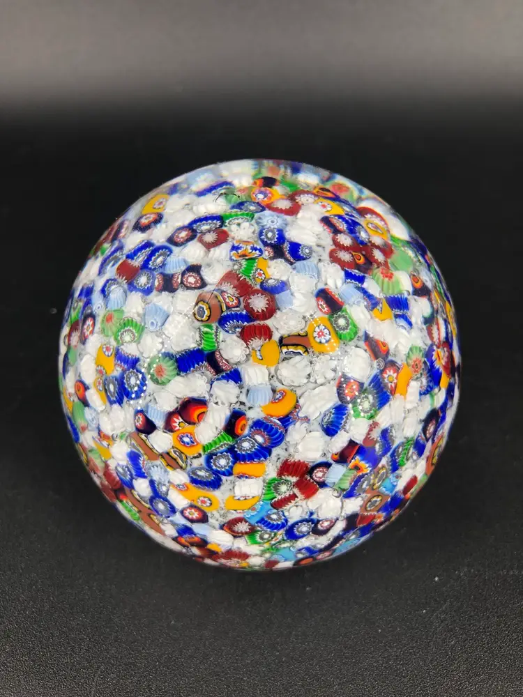 Gentile Glass Hand-Blown Millefiori Paperweight