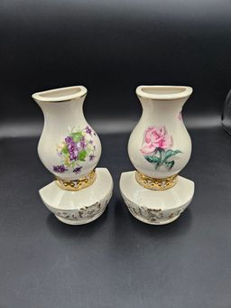 Wall Pocket Oil Lamp Shape Floral Set of 2