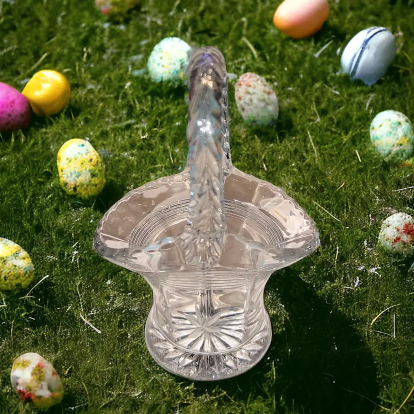 Vintage Duncan & Miller Brides Basket w/ Braided Handle & Sunburst Bottom