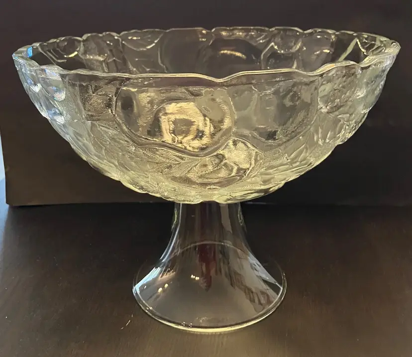 VTG Libbey Glass Pedestal Footed Orchard Fruit Compote Bowl