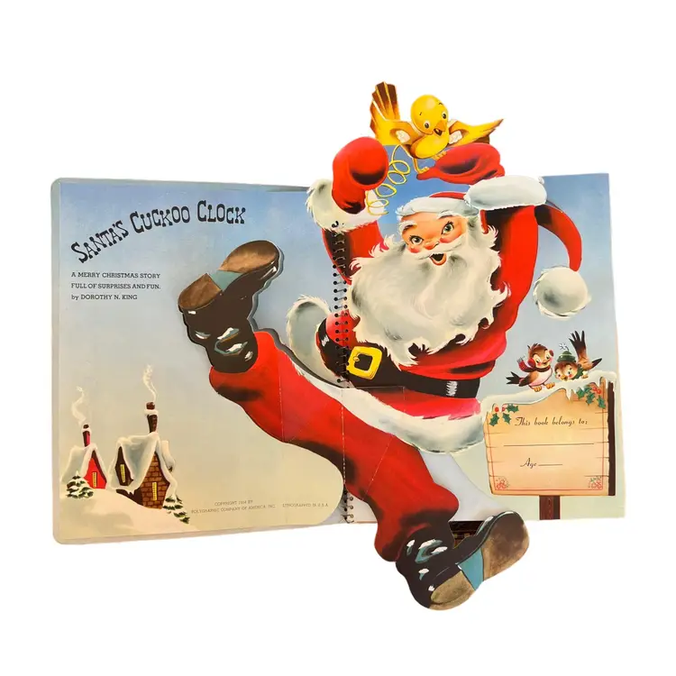 Santa's Cuckoo Clock 1954 Christmas Pop Up Book