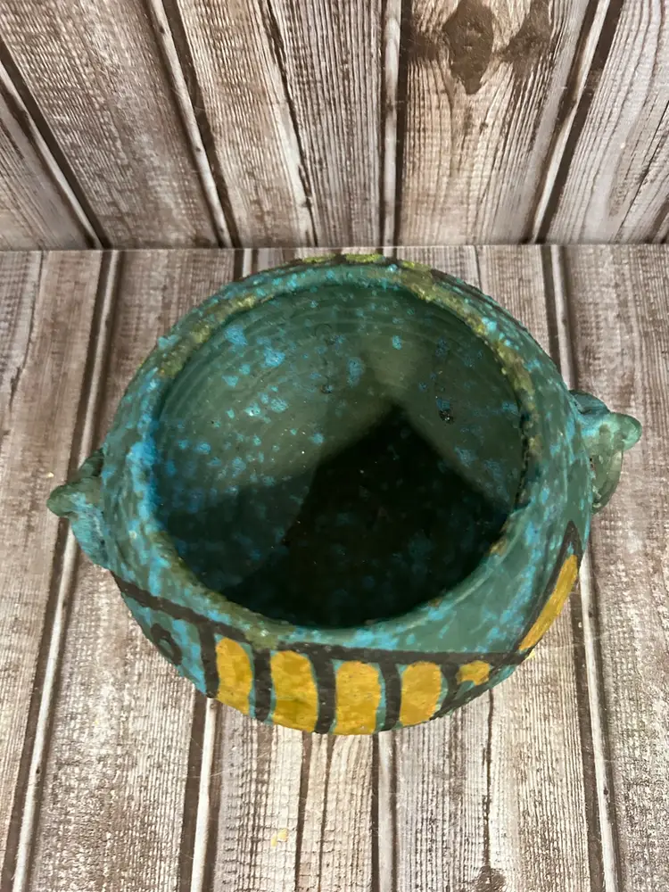 Rare Raymor Florentine Pottery Fish Blue Green Bowl  Italy