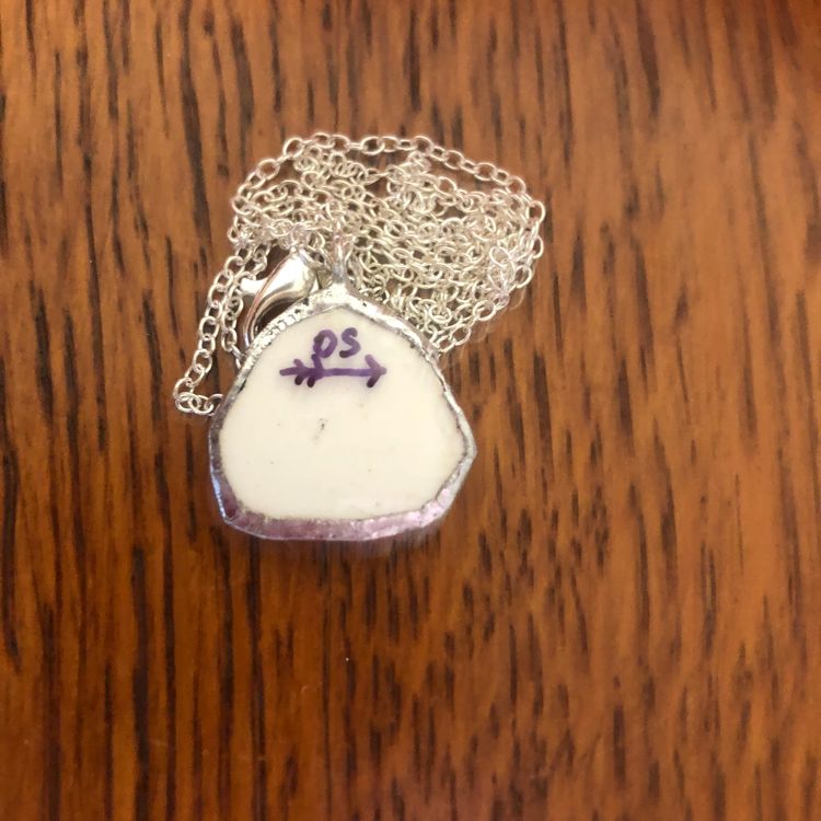 Oodelally Shop Broken Pottery Artisan Made Pendant Made In USA Plate Handcrafted Necklace 3/4 in x 3/4 in