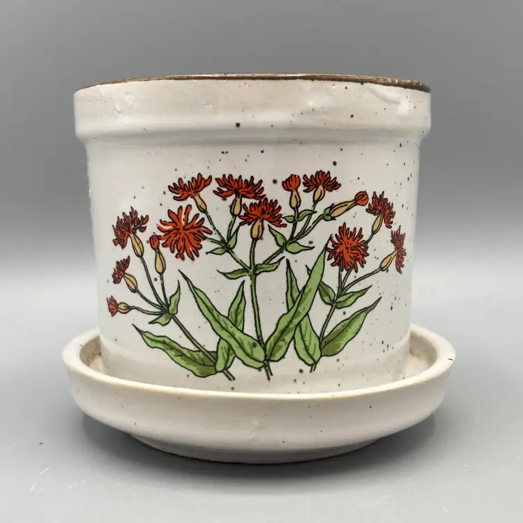 Vintage Miniature Stoneware Takahashi Orange "Marigold" Ceramic Planter - Made in Japan - 3.5" Tall