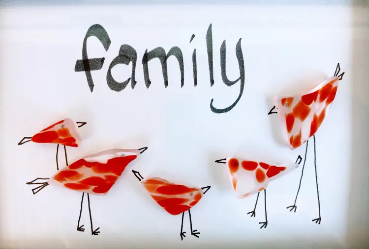 Reimagined Vintage Art Glass Art Bird Family