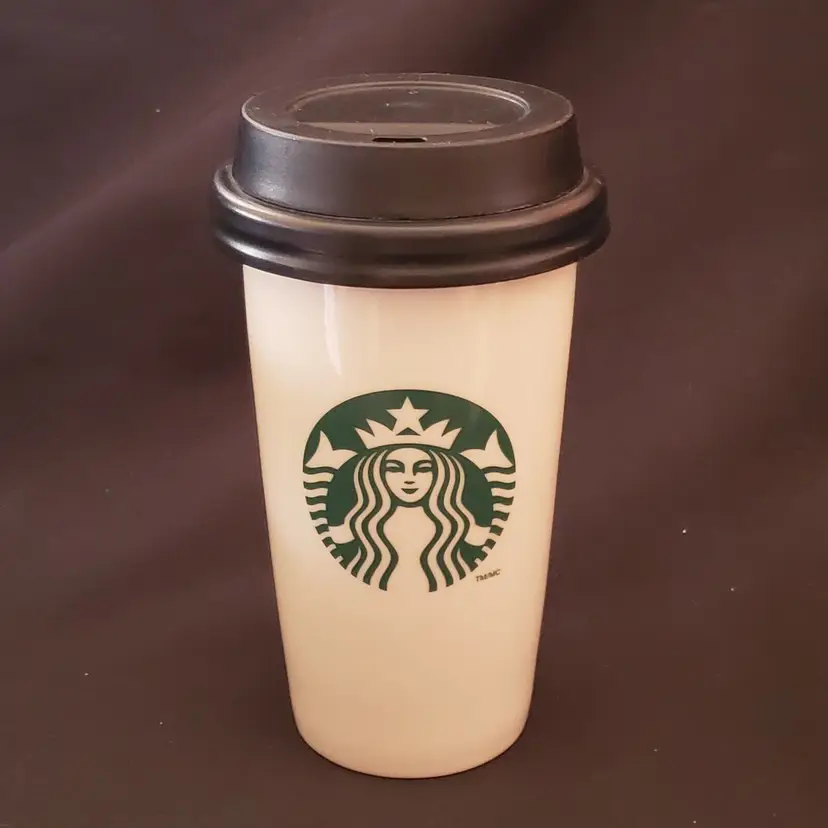 Starbucks Ceramic Mermaid Travel Tumbler Mug With Plastic Lid 12 Oz 2014