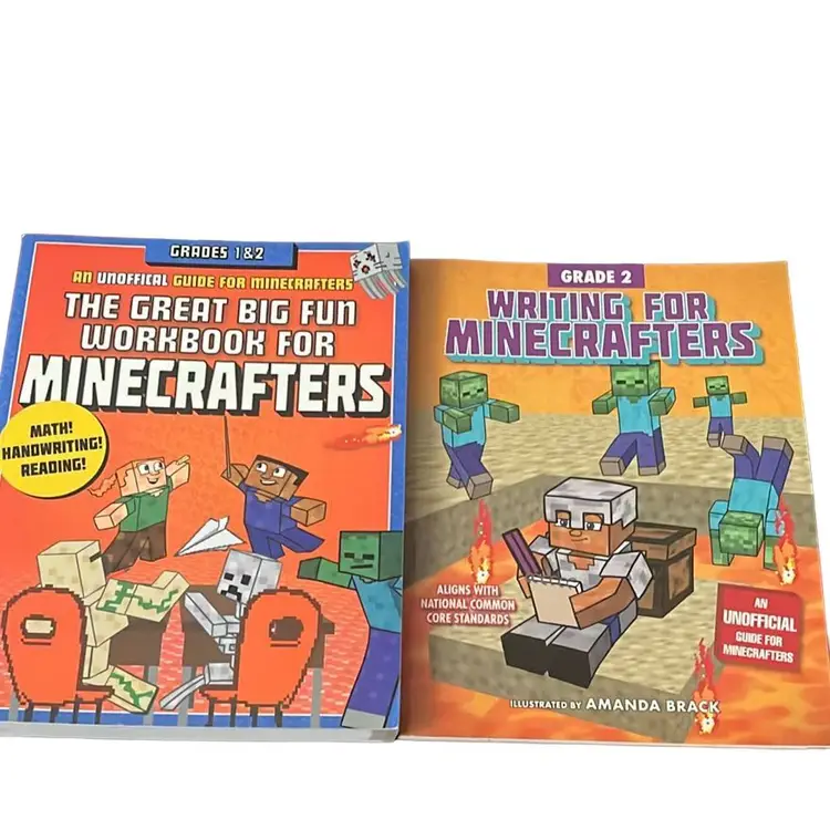 2 Educational Minecraft Workbooks. For Grades 1 & 2 .See Pictures