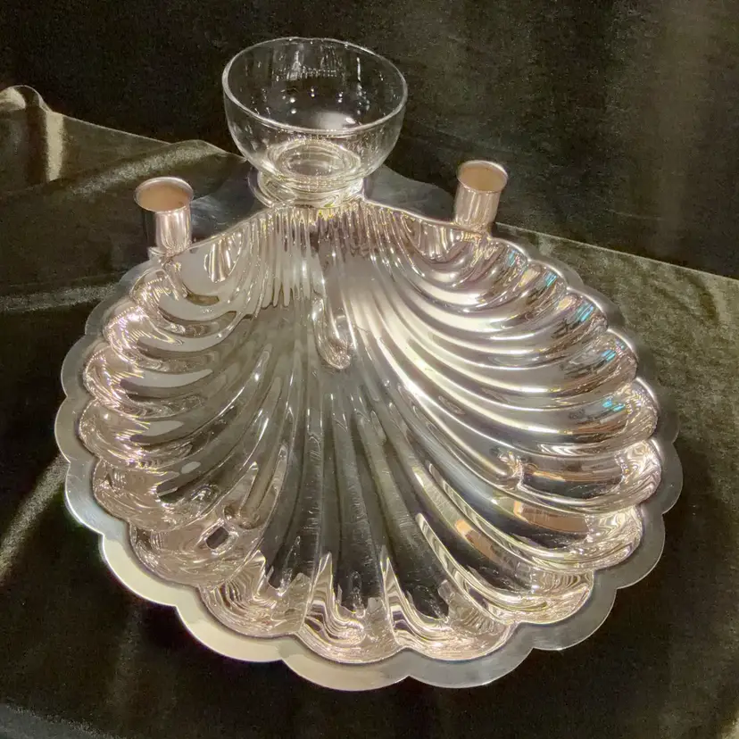 Wm. Blackinton Silverplate Shell Serving Dish Candelabra