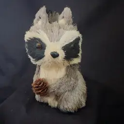 Roger Racoon, 6” Tall Holding An Acorn , Cute Figurine For Decorating “Brush” Body