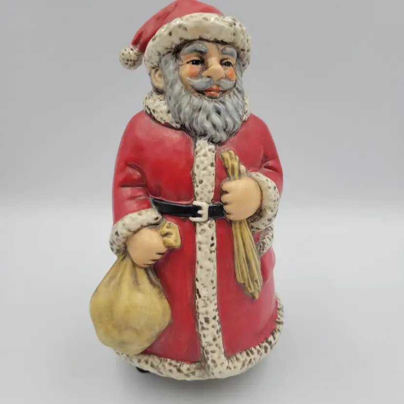 Vintage Goebel W. Germany E&R Golden Crown Santa Musical Figurine 7" Plays Silent Night