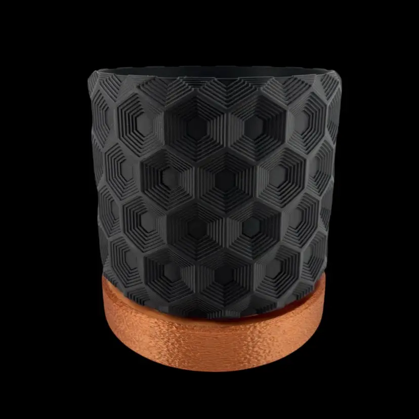 4 inch Geometric Planter w/ drip tray in COPPER & BLACK🔸🖤