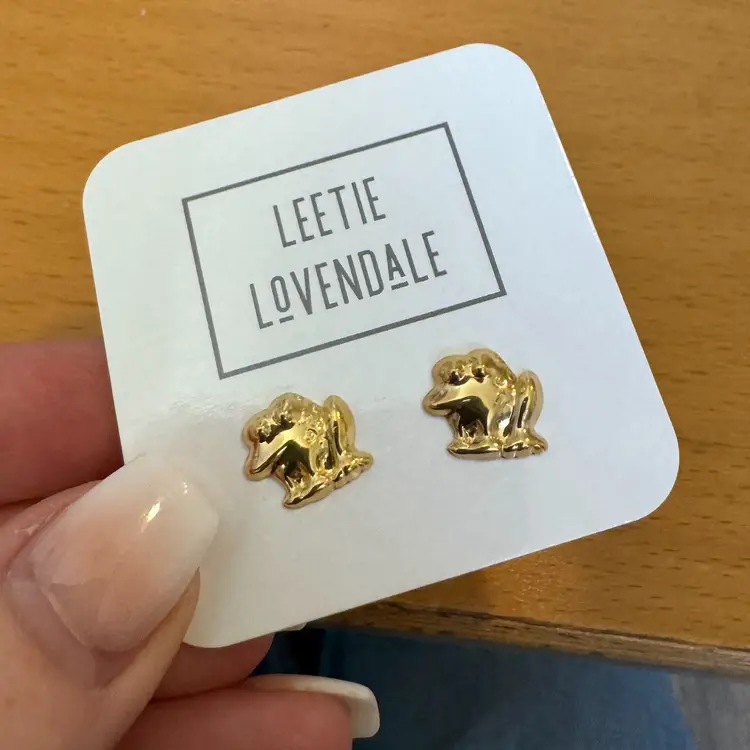 Vintage Deadstock Gold Frog Studs