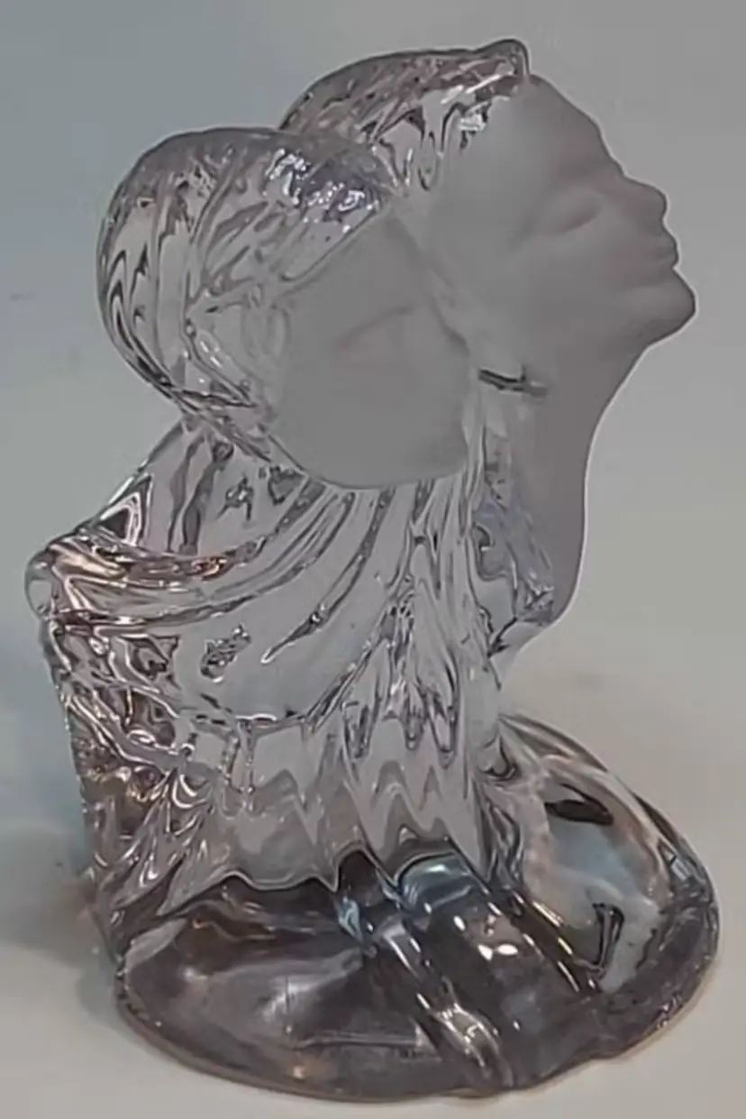 Vintage Czech "Two Heads" Crystal Glass Sculpture or Paperweight