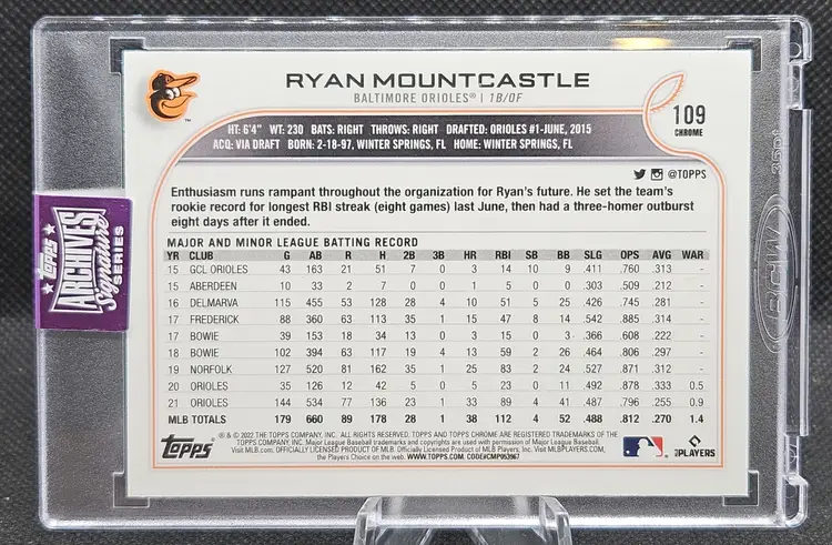 2025 Topps Archives Signature Series Ryan Mountcastle Auto 1/1 Mini Diamonds