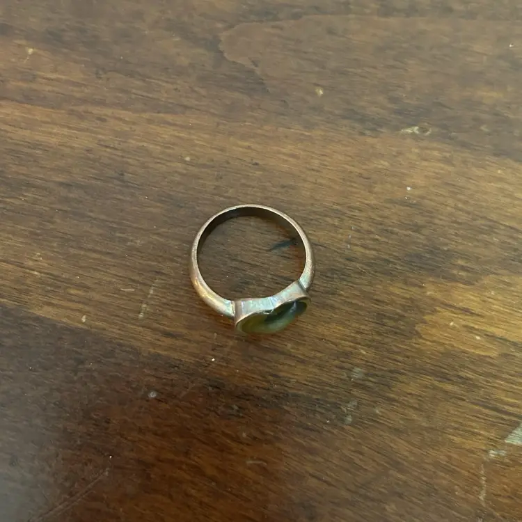 Vintage Green Heart Ring Retro Size 8