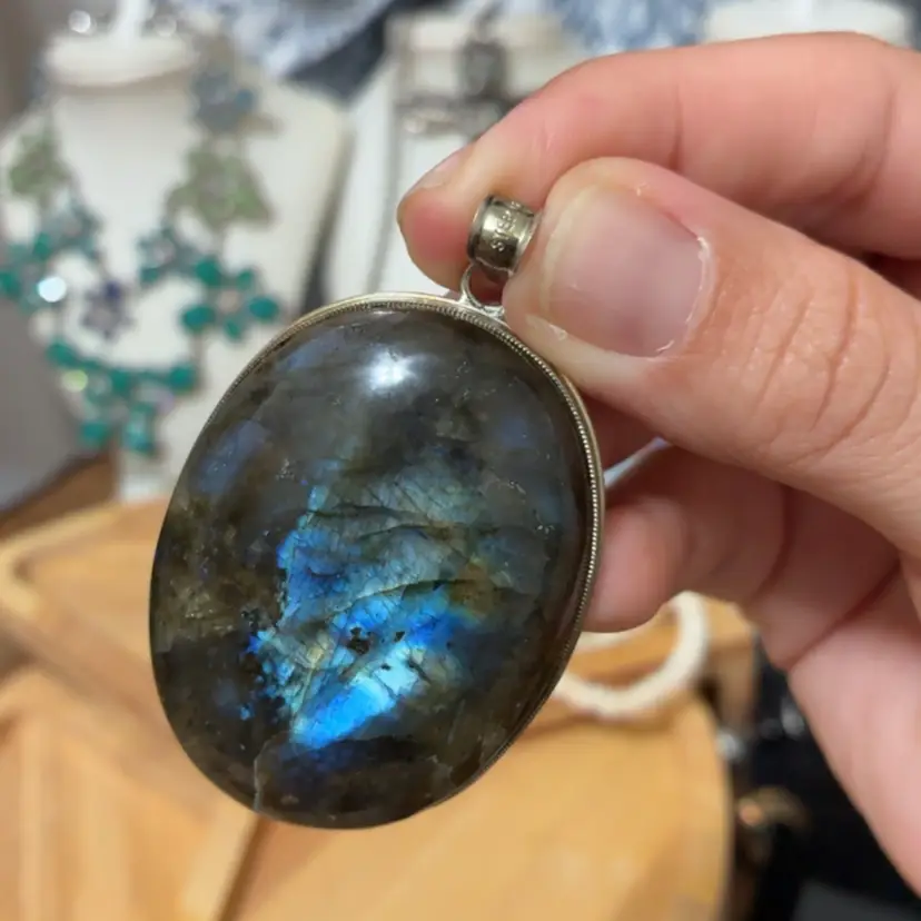 Sterling Labradorite Pendent Marked And Tested