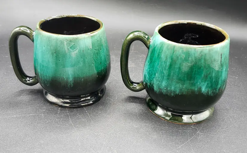 Emerald Green Ceramic Mug Set Evangeline Pottery #935