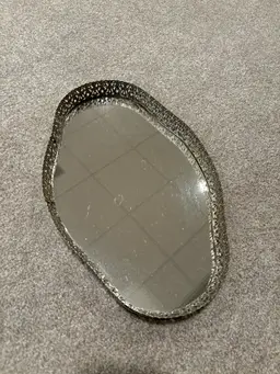 Silver Toned Mirror Tray