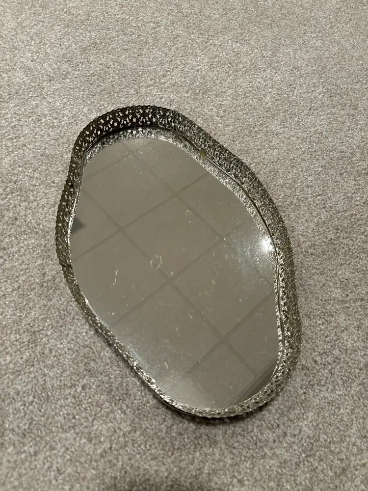 Silver Toned Mirror Tray