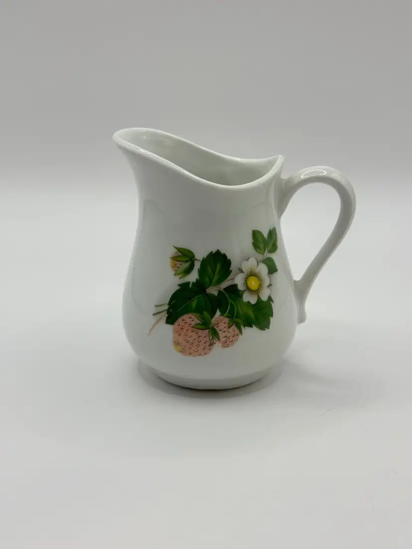 Vintage Ceramic Creamer Pitcher Strawberry Design, By Cordon Blue BIA, Made In France