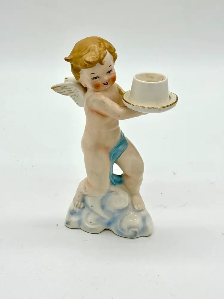 Candleholders Porcelain Cherub 7”H x4.5”W