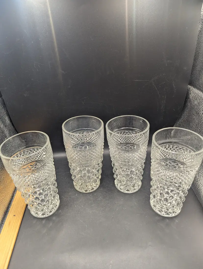 Vintage Set of 4 Wexford Clear 16 Oz Iced Tea Tumbler Glasses Anchor Hocking 6 1/4" MCM