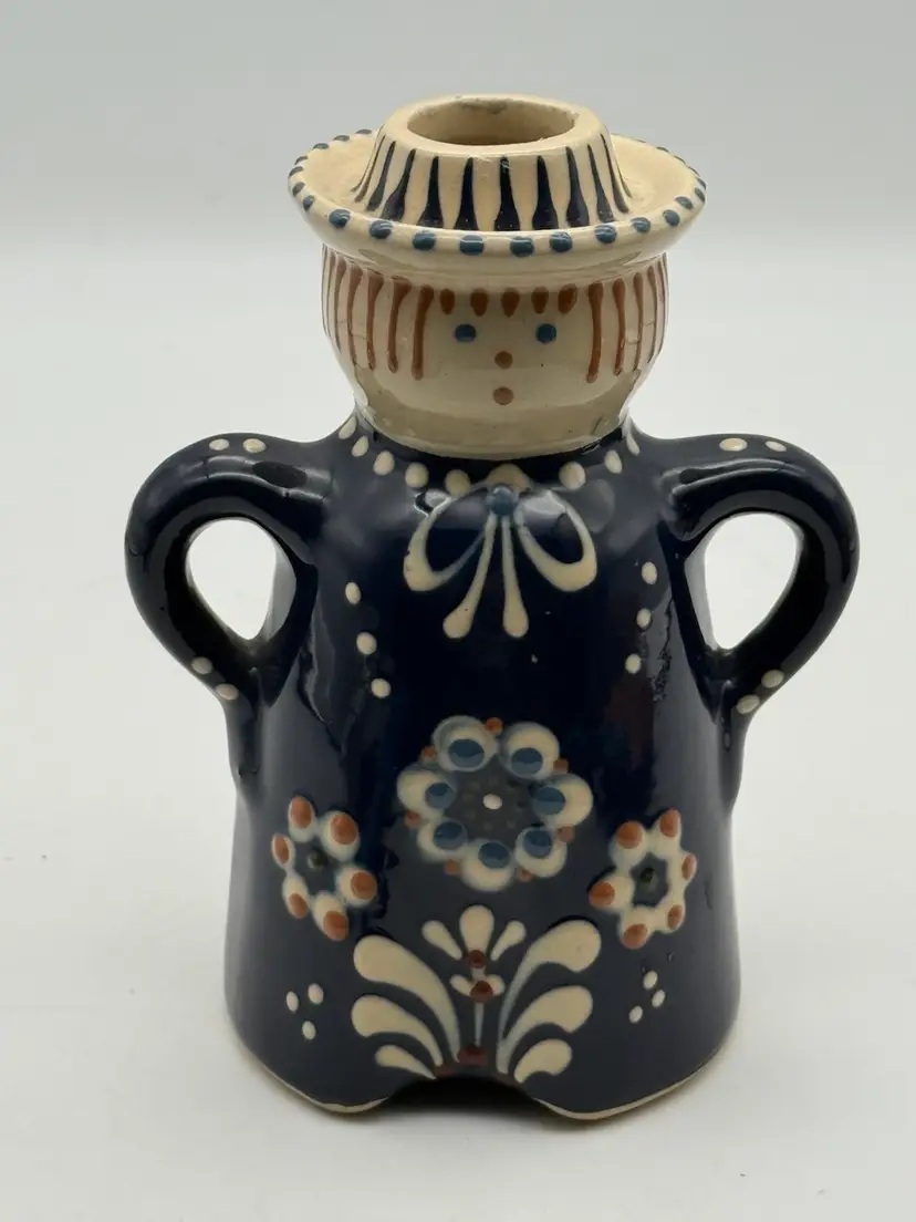 Polish Pottery Lady Candle Holder
