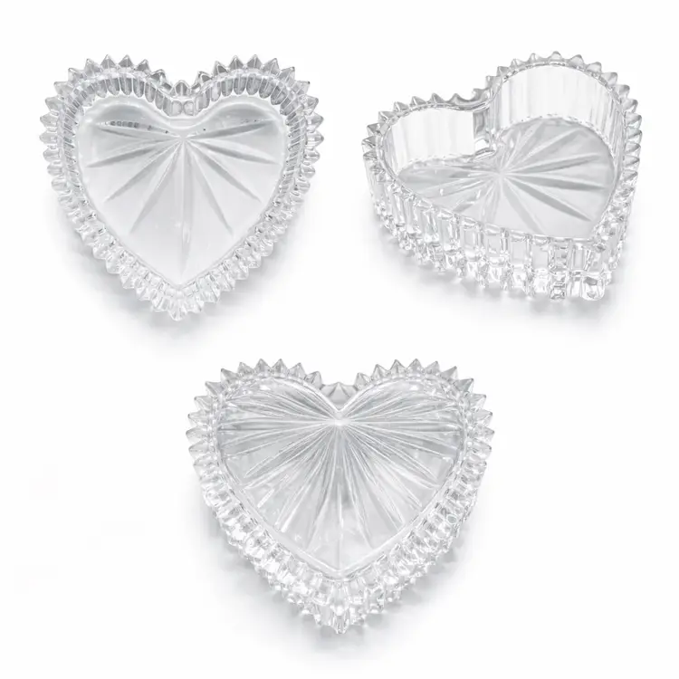 Gorham Crystal Glass Heart Shaped Trinket or Jewelry Box with Lid West Germany