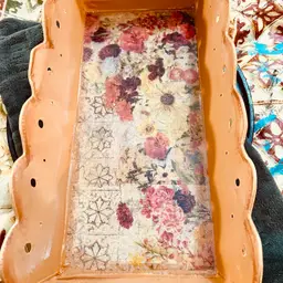Fall Large Metal Tray Decoupaged Floral With Gold Flecks And Resin