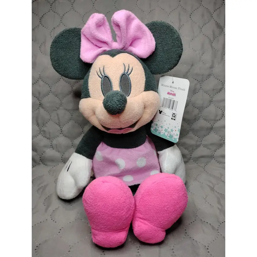Disney Baby Minnie Mouse Plush Stuffed Animal Toy Pastel Pink 14 Inch NWT