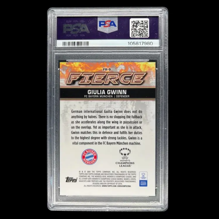 Giulia Gwinn 2023/24 Topps Chrome Fierce Orange /25 PSA 10 Soccer Card