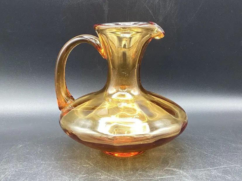 #1990-MCM Rainbow Art Glass Hancock Pitcher