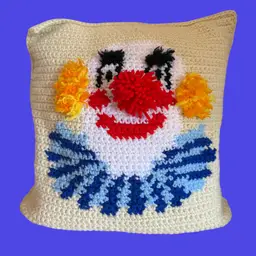 Crochet Clown Throw Pillow